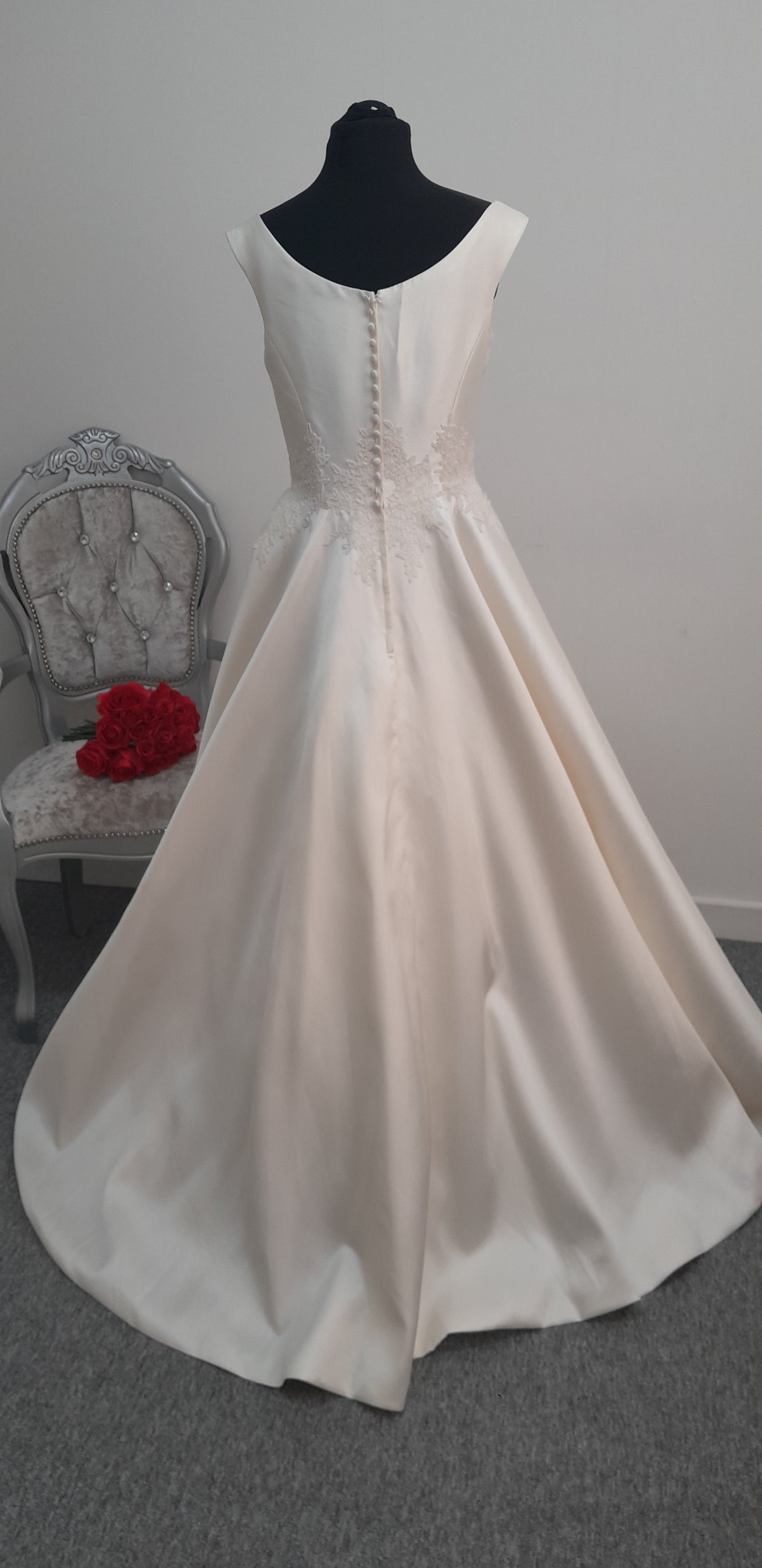 Lou Lou bridal mikado satin wedding dress UK 14
