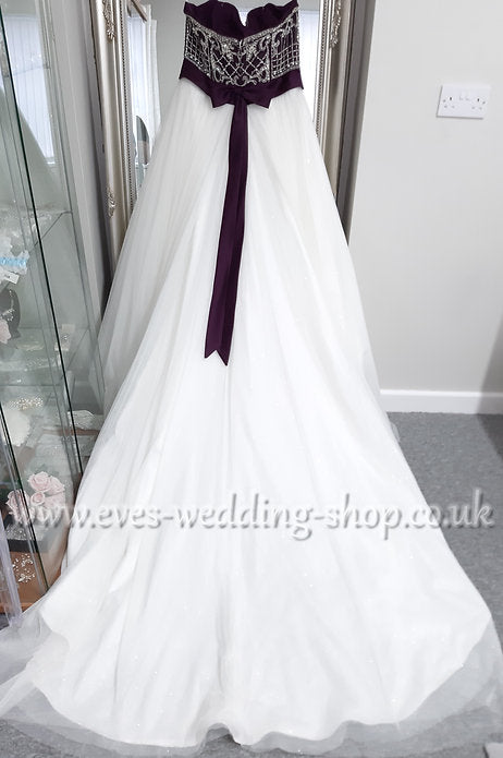 Alfred Angelo ivory / grape wedding dress UK 18
