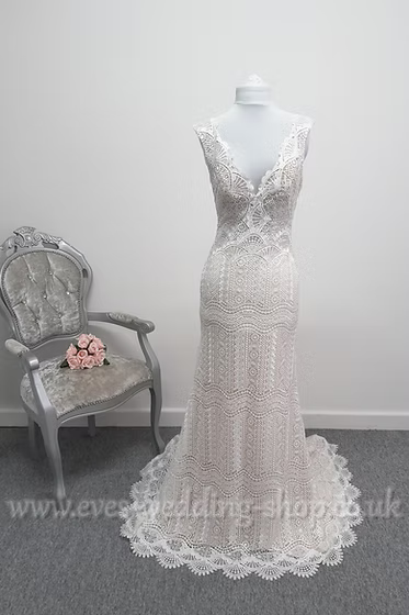 Mon Cheri Enchanting champagne wedding dress UK 6