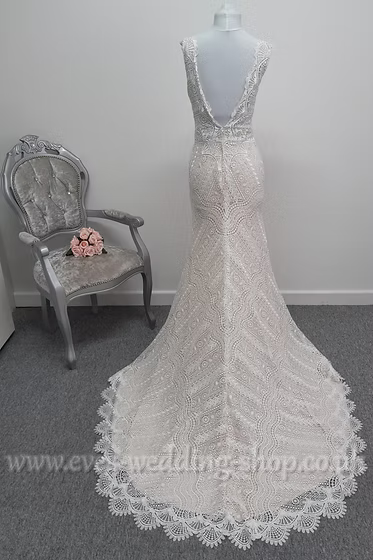 Mon Cheri Enchanting champagne wedding dress UK 6