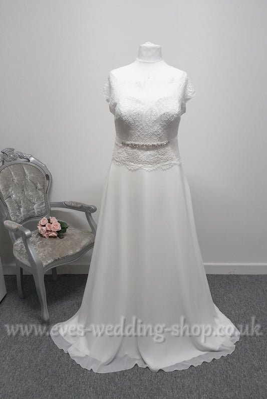 Bianco Evento off shoulder ''Aspen'' ivory wedding dress UK 18