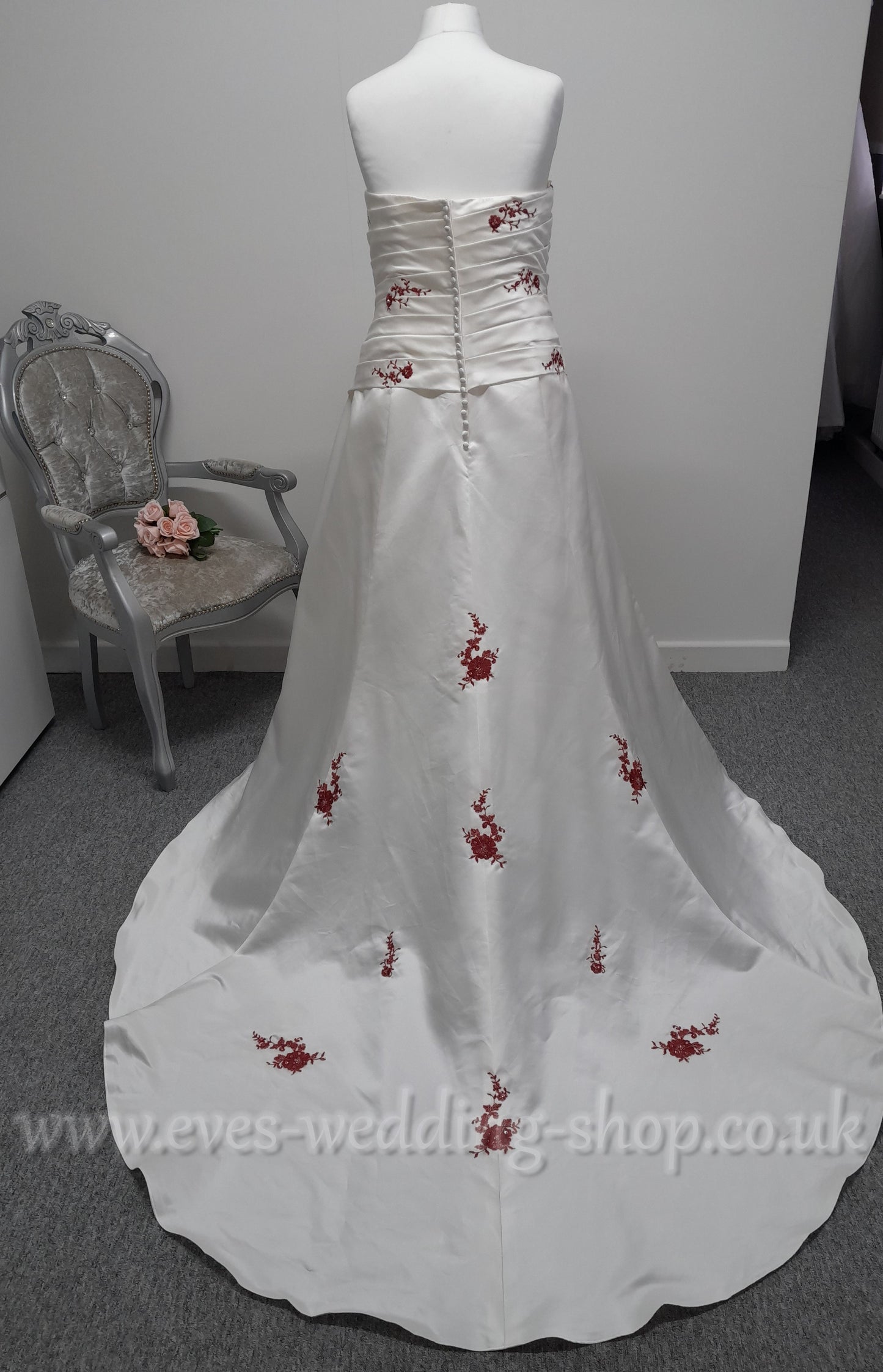 Julian & Adam ivory / burgundy wedding dress UK size 30