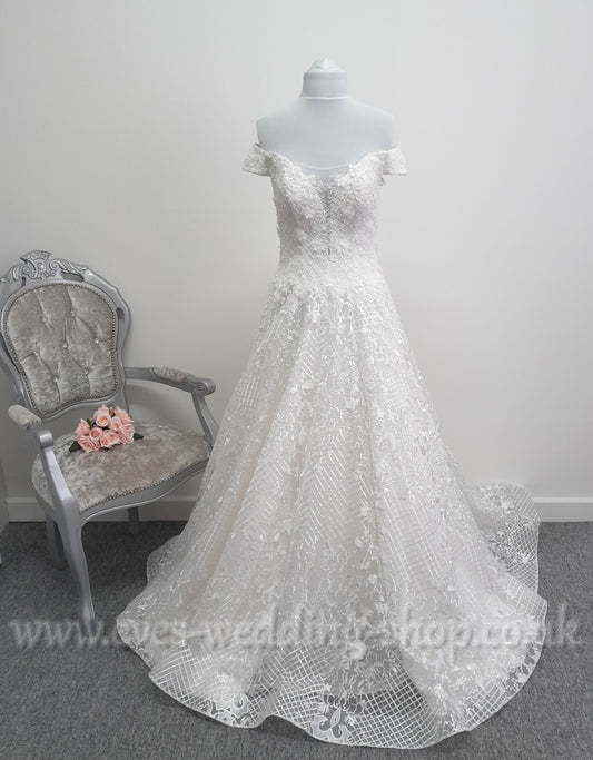 Mary's bridal off the shoulder ivory wedding dress UK 6/8