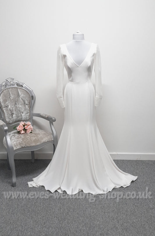 Georgia bridal ivory crepe wedding dress UK 14