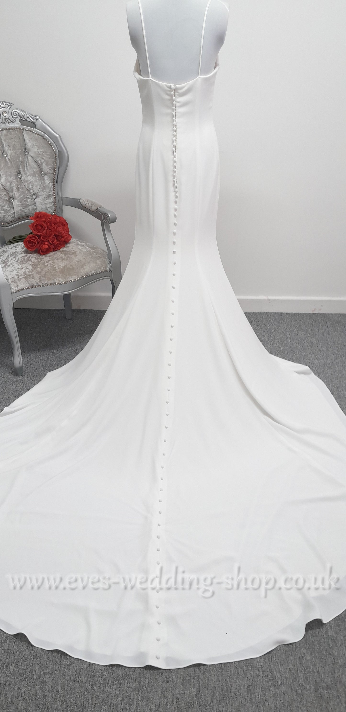 LJ Bridal ivory crepe wedding dress UK 10