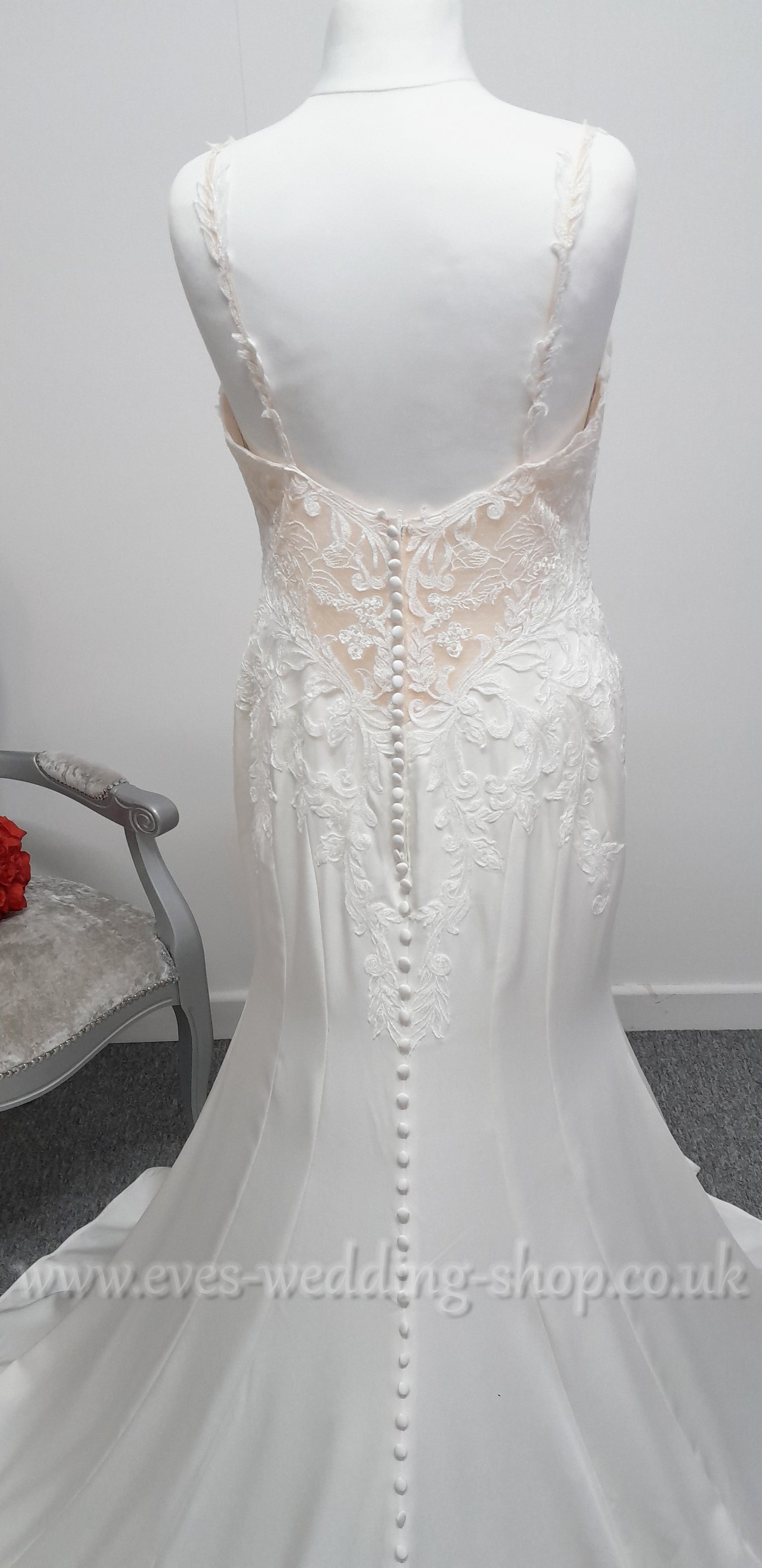 Rebecca Ingram ''Joyce'' ivory crepe wedding dress UK 18