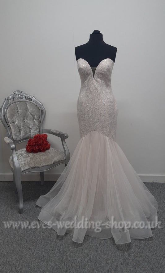 Rebecca Ingram ivory blush wedding dress UK 14