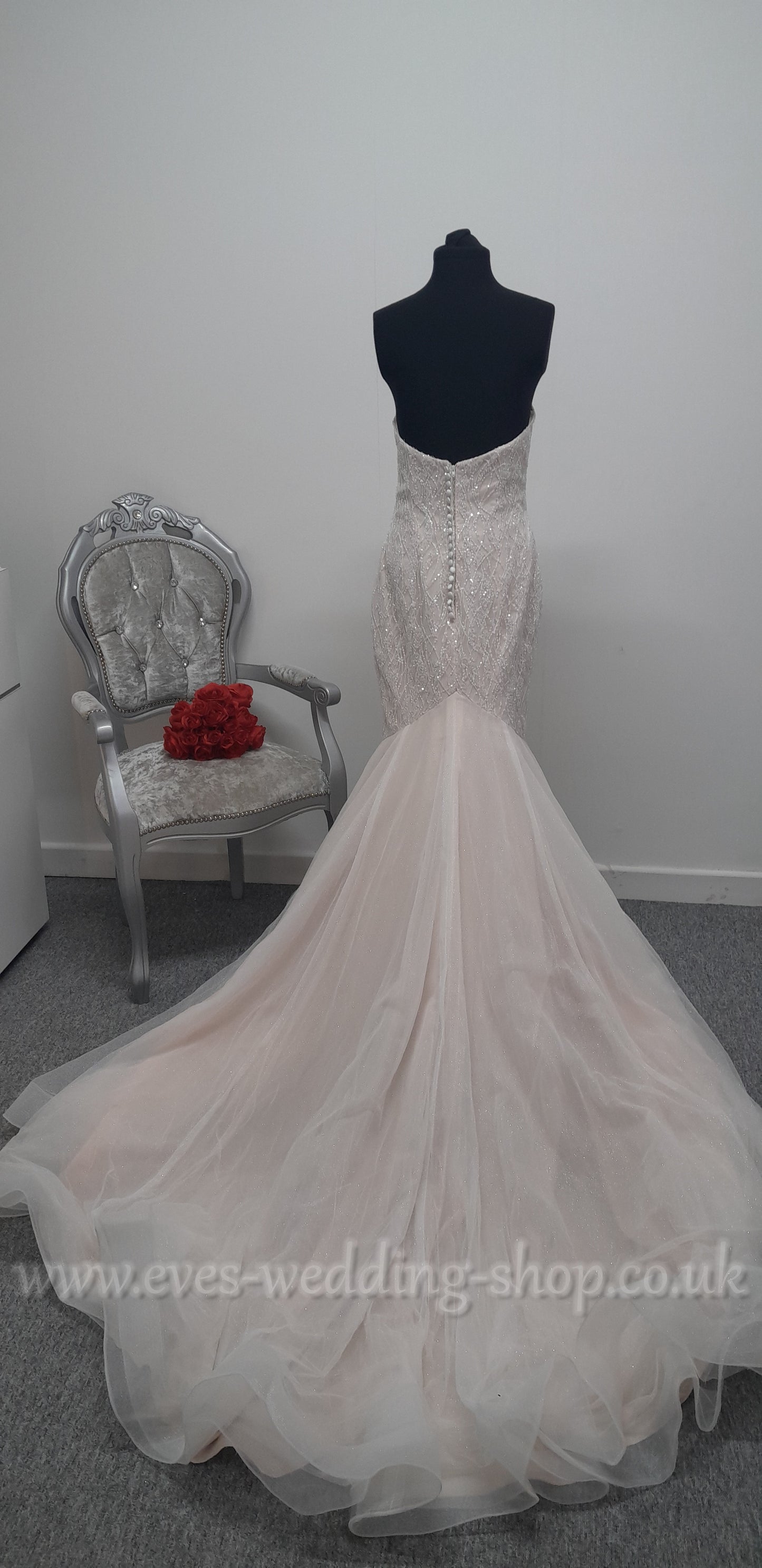 Rebecca Ingram ivory blush wedding dress UK 14