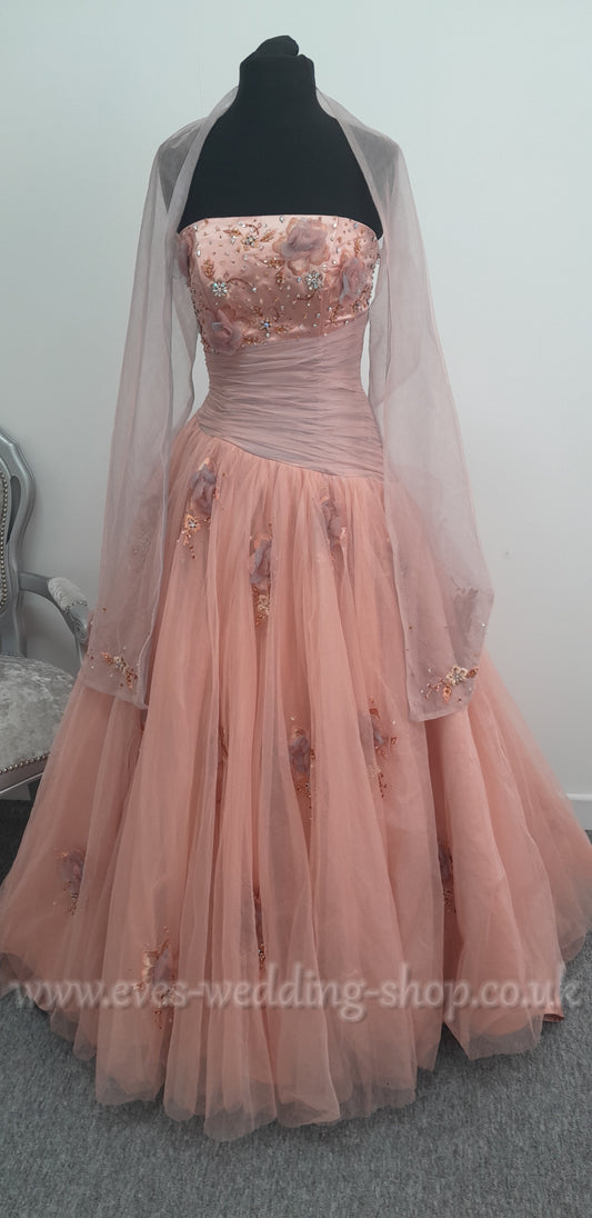 Mauve grey princess prom/wedding dress UK 6