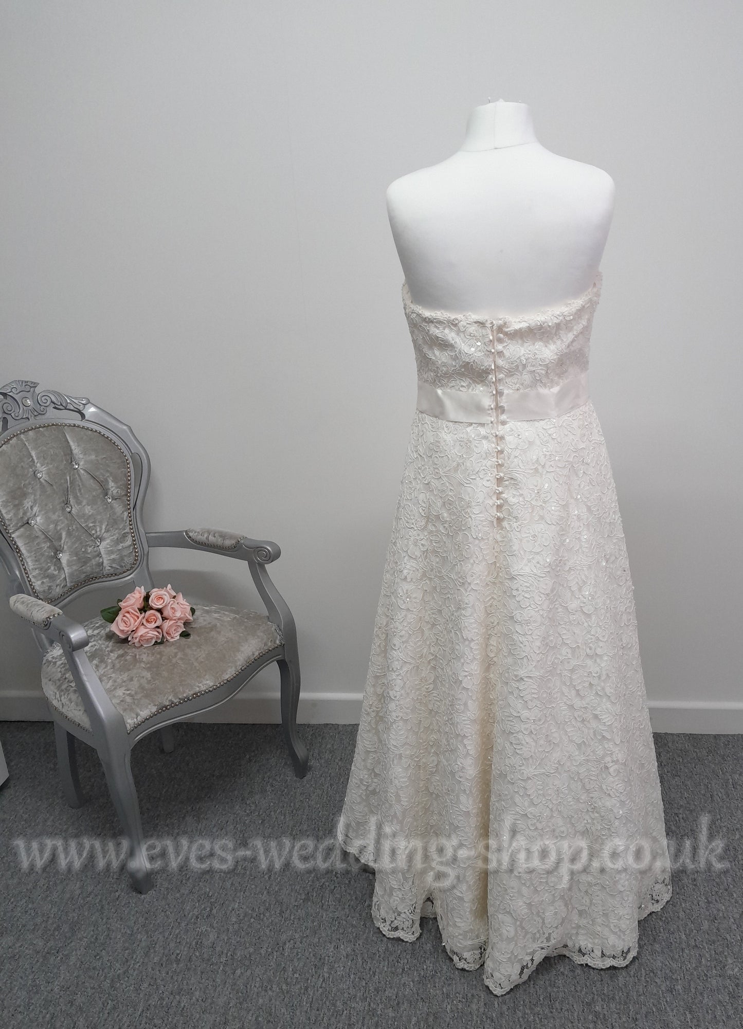Rosetta Nicollini 'Naomi' ivory lace ankle length wedding dress UK 16/18