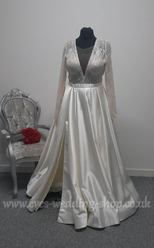 Eva Lendel satin wedding dress size 46, UK 16