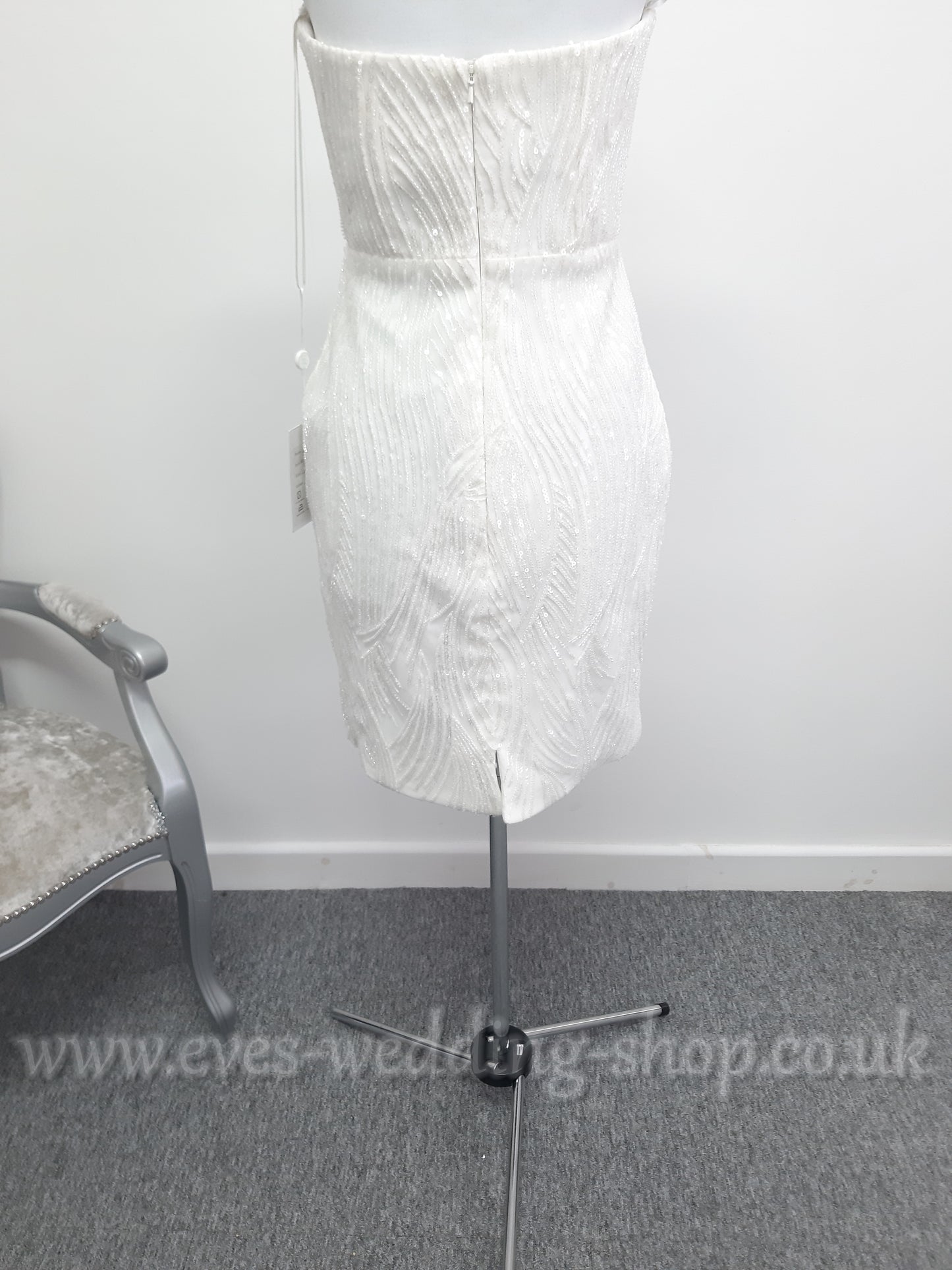 Elysian bridal EB22536 short heavy beaded wedding dress UK 12