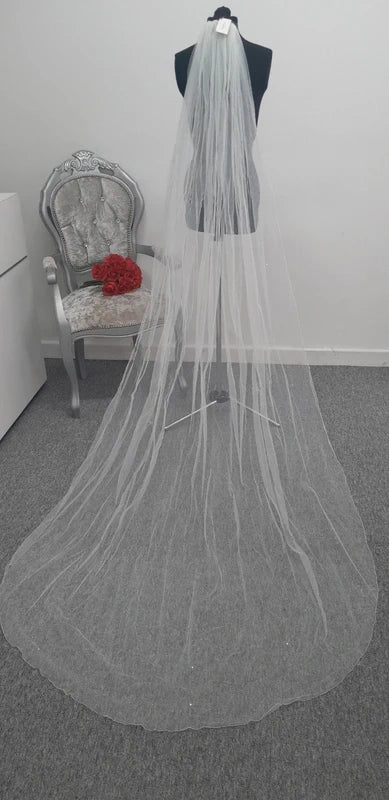 Rainbow club "Celeste" ivory wedding veil with diamontes around edges