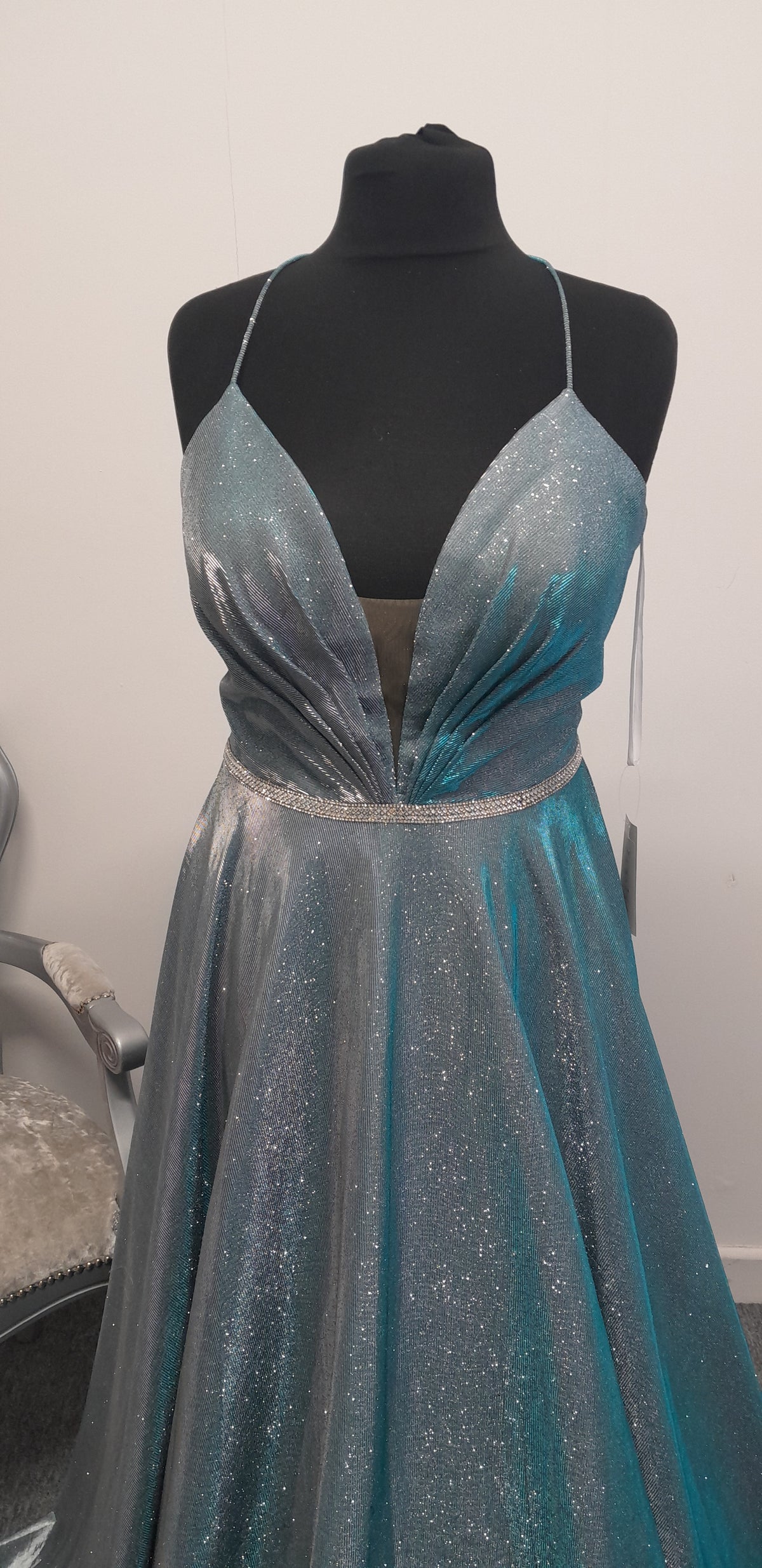 Stunning Blue Shimmer Evening / Prom Dress – Size 18