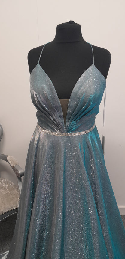 Stunning Blue Shimmer Evening / Prom Dress – Size 18