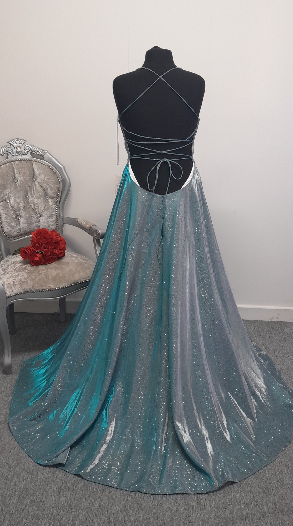 Stunning Blue Shimmer Evening / Prom Dress – Size 18