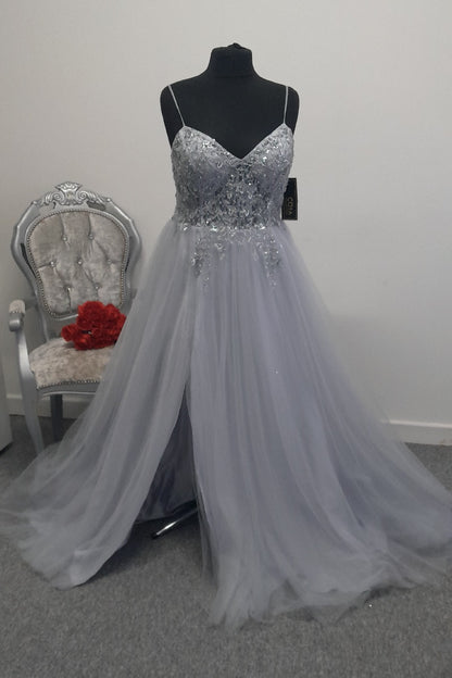 Stunning Coya Grey Embellished evening / prom dress UK 18