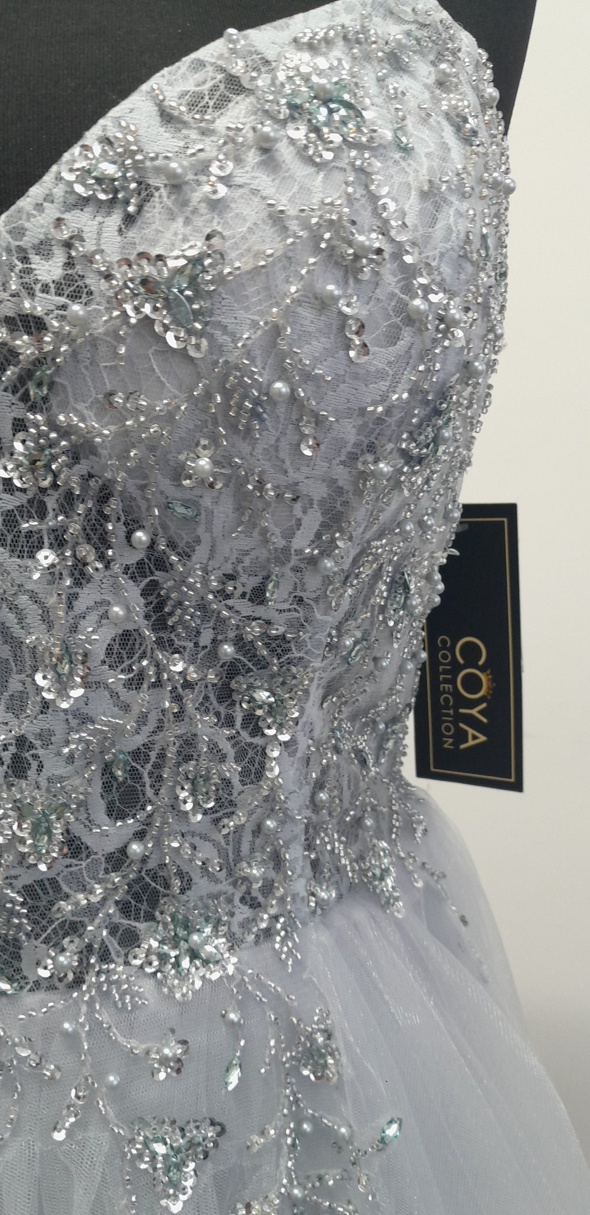 Stunning Coya Grey Embellished evening / prom dress UK 18
