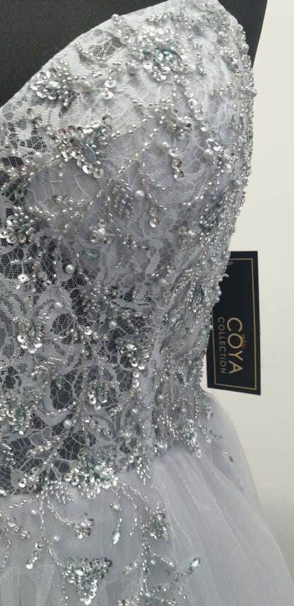 Stunning Coya Grey Embellished evening / prom dress UK 18
