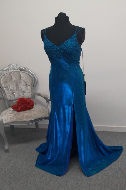 Stunning Royal Blue Shimmer Evening & Prom Dress – Size S