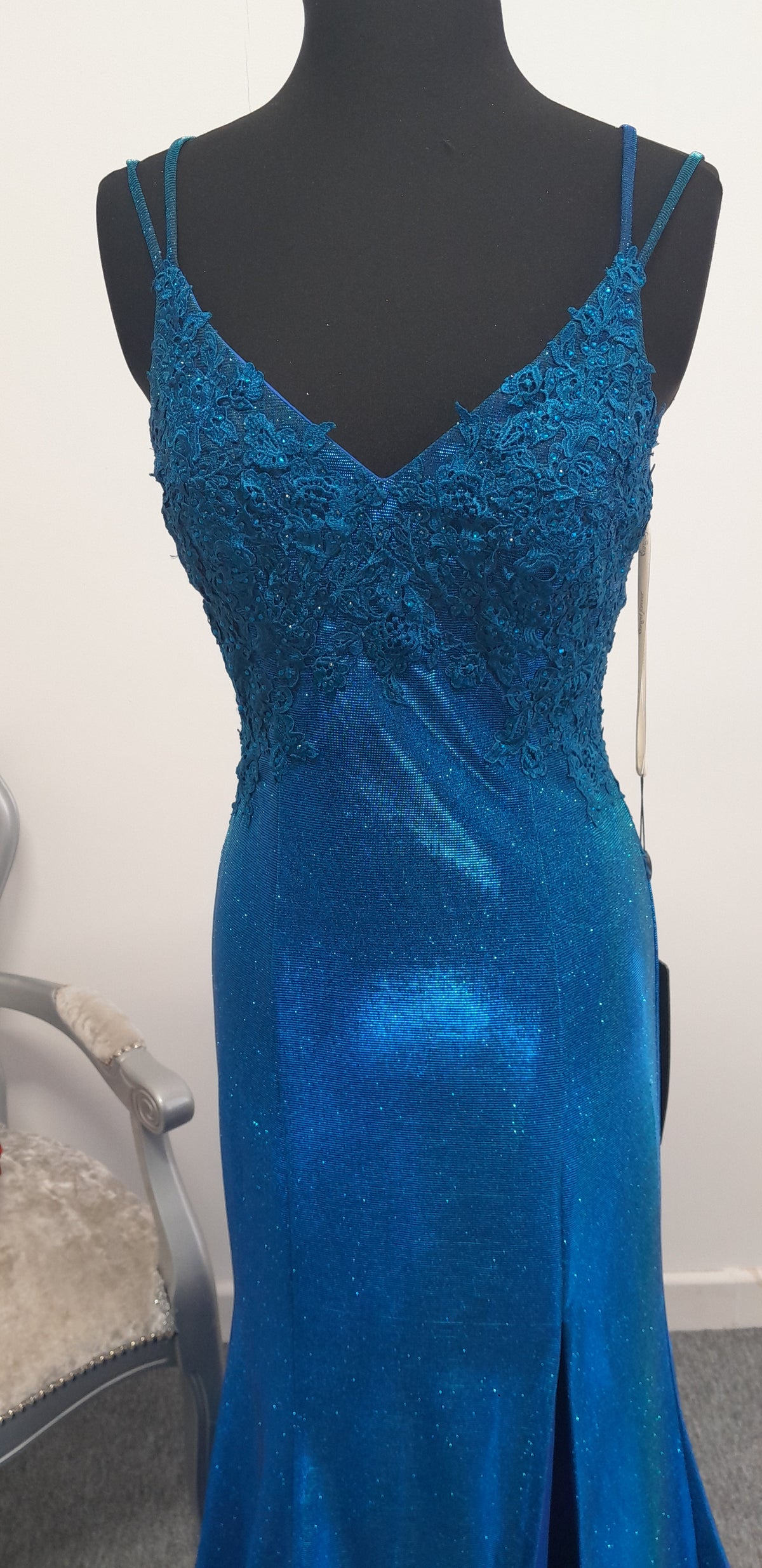 Stunning Royal Blue Shimmer Evening & Prom Dress – Size S