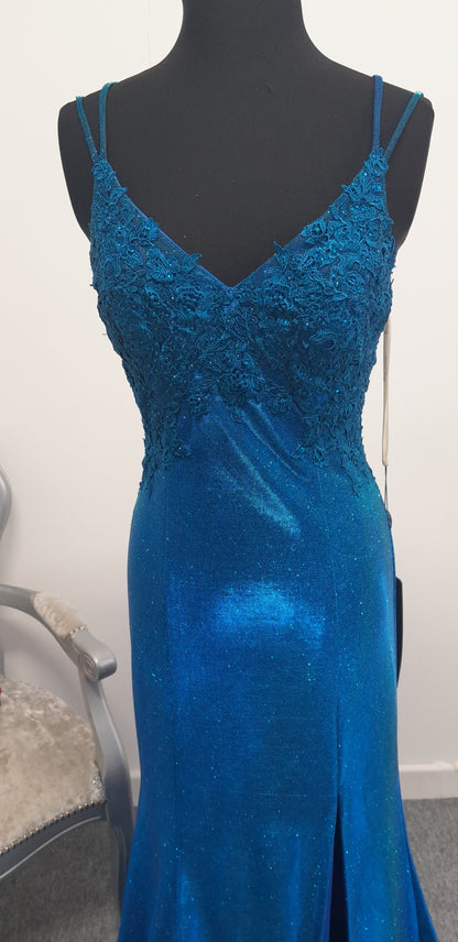 Stunning Royal Blue Shimmer Evening & Prom Dress – Size S