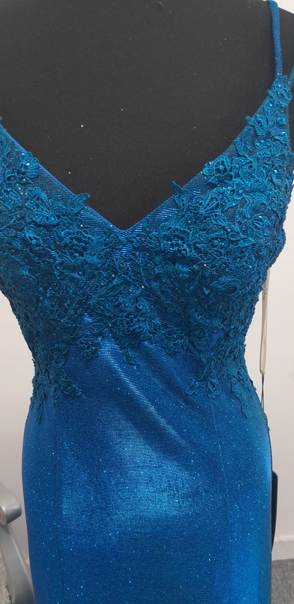 Stunning Royal Blue Shimmer Evening & Prom Dress – Size S