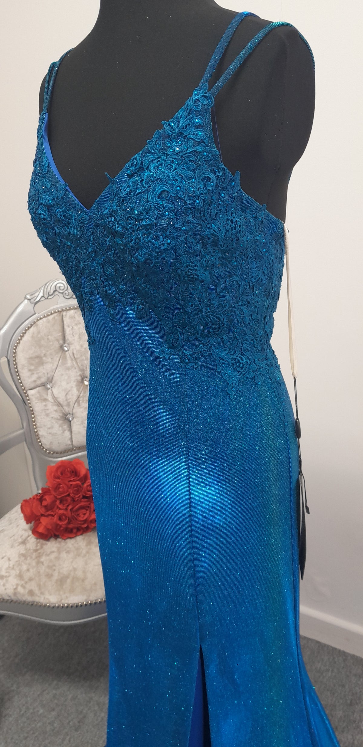 Stunning Royal Blue Shimmer Evening & Prom Dress – Size S