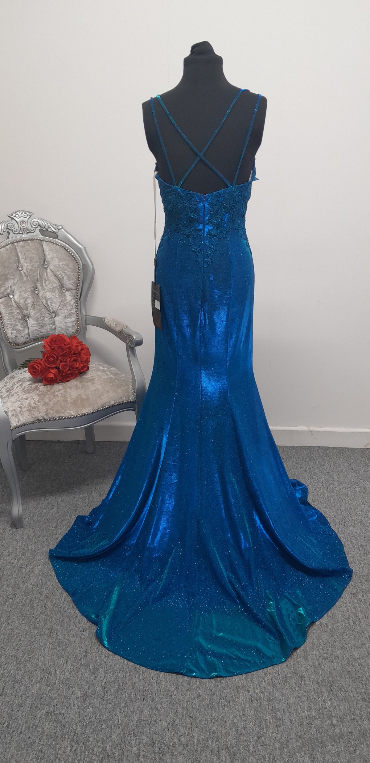 Stunning Royal Blue Shimmer Evening & Prom Dress – Size S