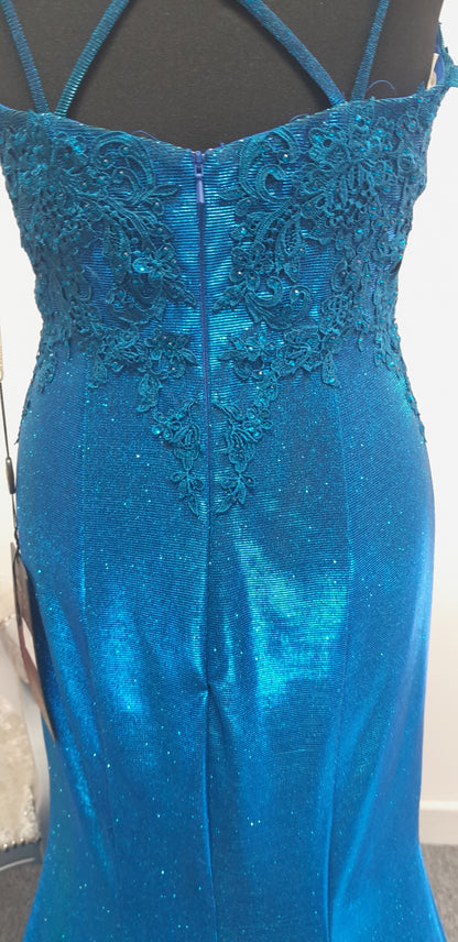 Stunning Royal Blue Shimmer Evening & Prom Dress – Size S