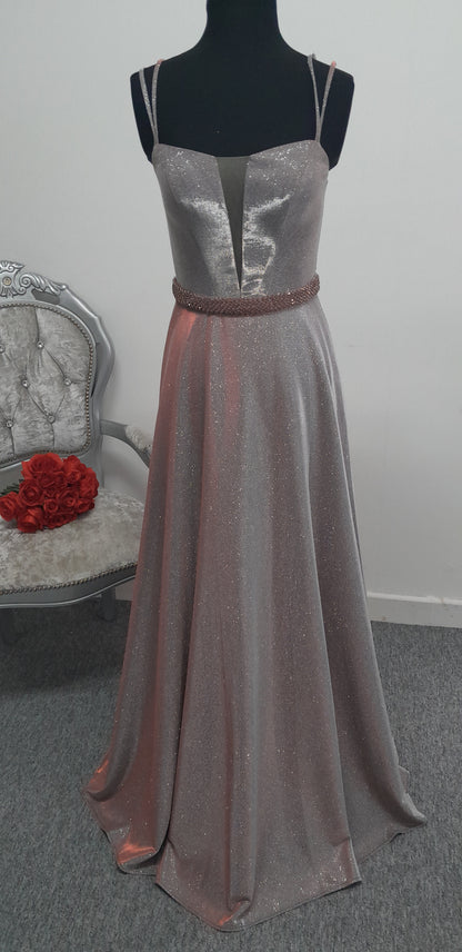 Stunning Metallic Purple Shimmer Evening & Prom Dress – Size 8
