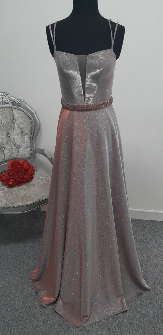 Stunning Metallic Purple Shimmer Evening & Prom Dress – Size 8