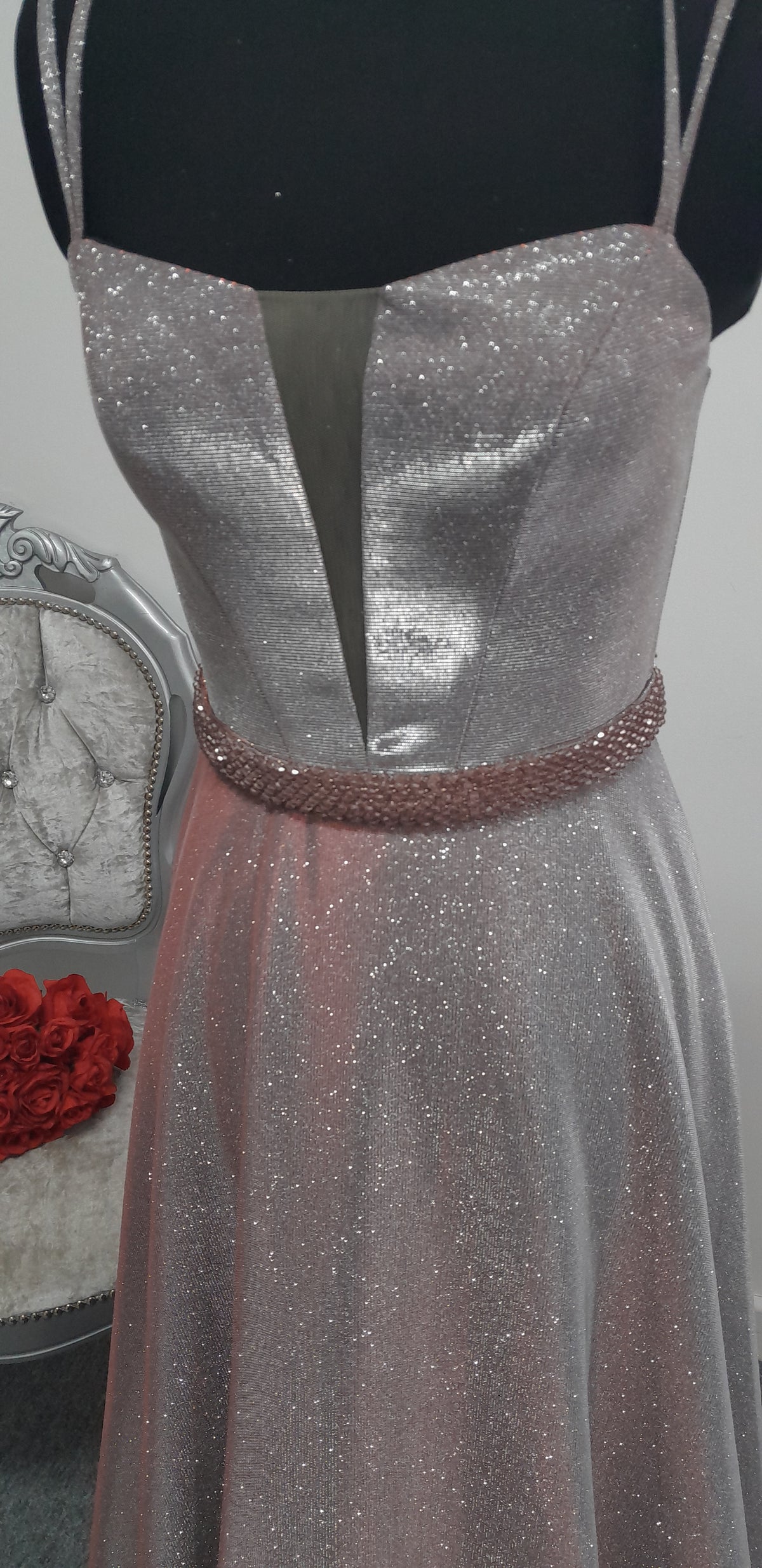 Stunning Metallic Purple Shimmer Evening & Prom Dress – Size 8