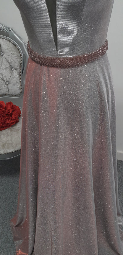 Stunning Metallic Purple Shimmer Evening & Prom Dress – Size 8