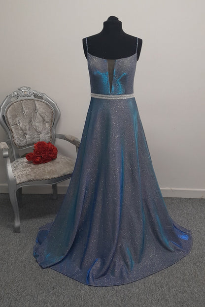 Stunning Blue Shimmer Evening & Prom Dress – Size 12