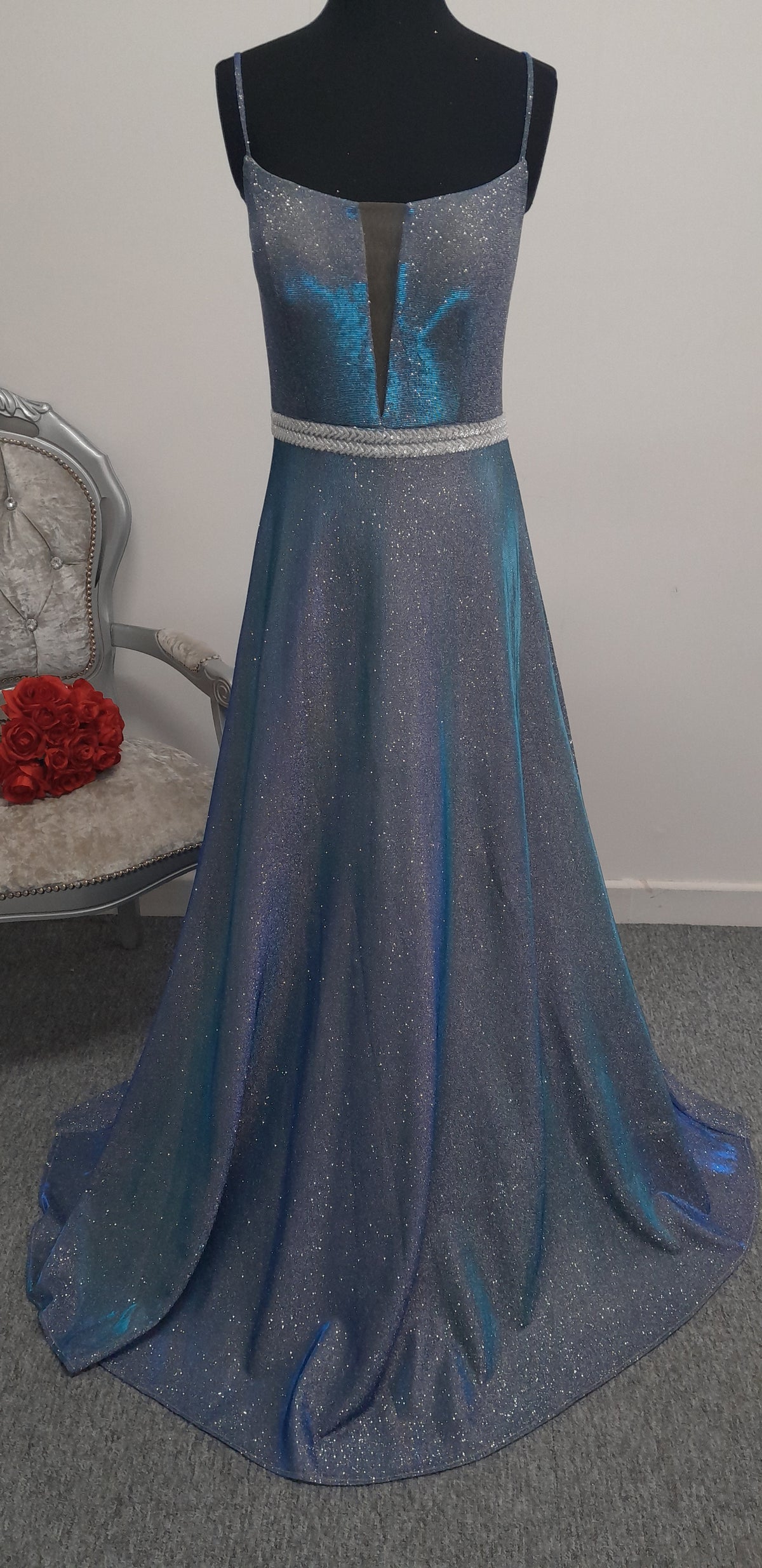 Stunning Blue Shimmer Evening & Prom Dress – Size 12
