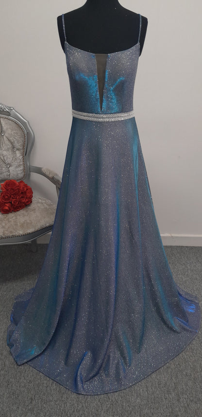 Stunning Blue Shimmer Evening & Prom Dress – Size 12