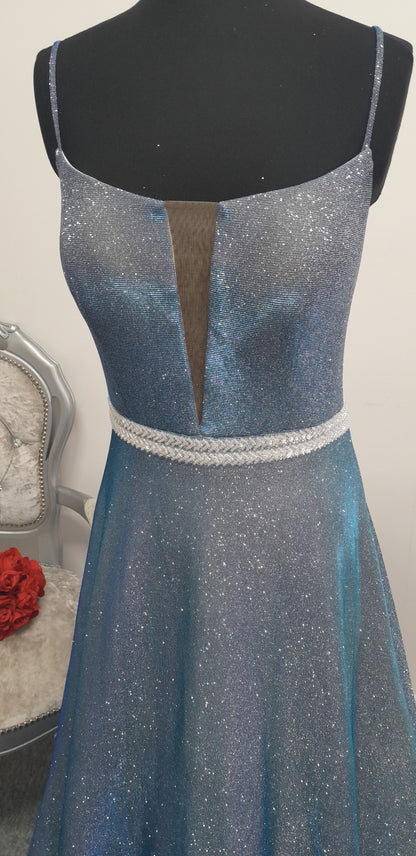 Stunning Blue Shimmer Evening & Prom Dress – Size 12
