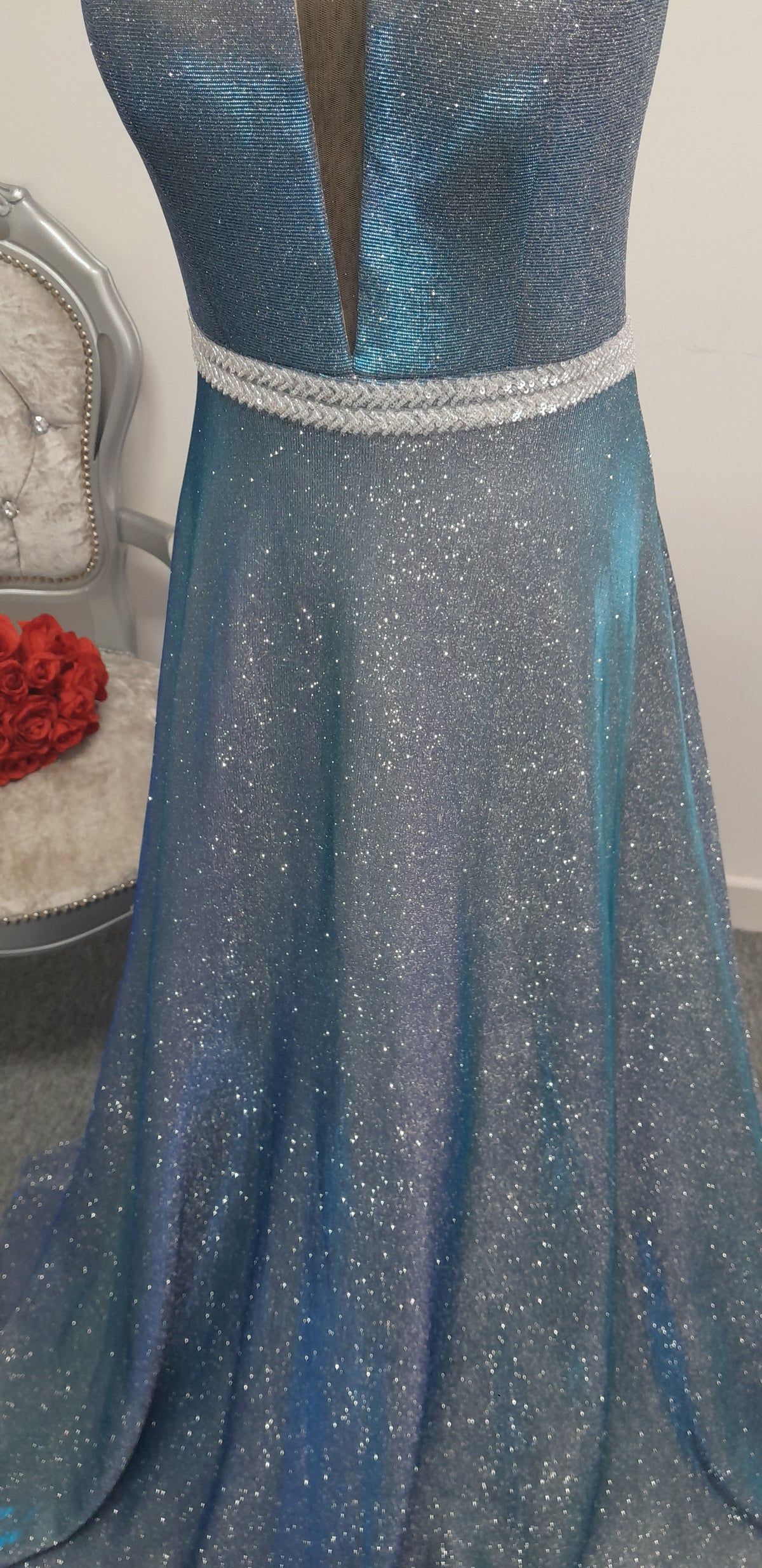 Stunning Blue Shimmer Evening & Prom Dress – Size 12