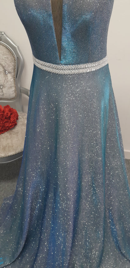 Stunning Blue Shimmer Evening & Prom Dress – Size 12