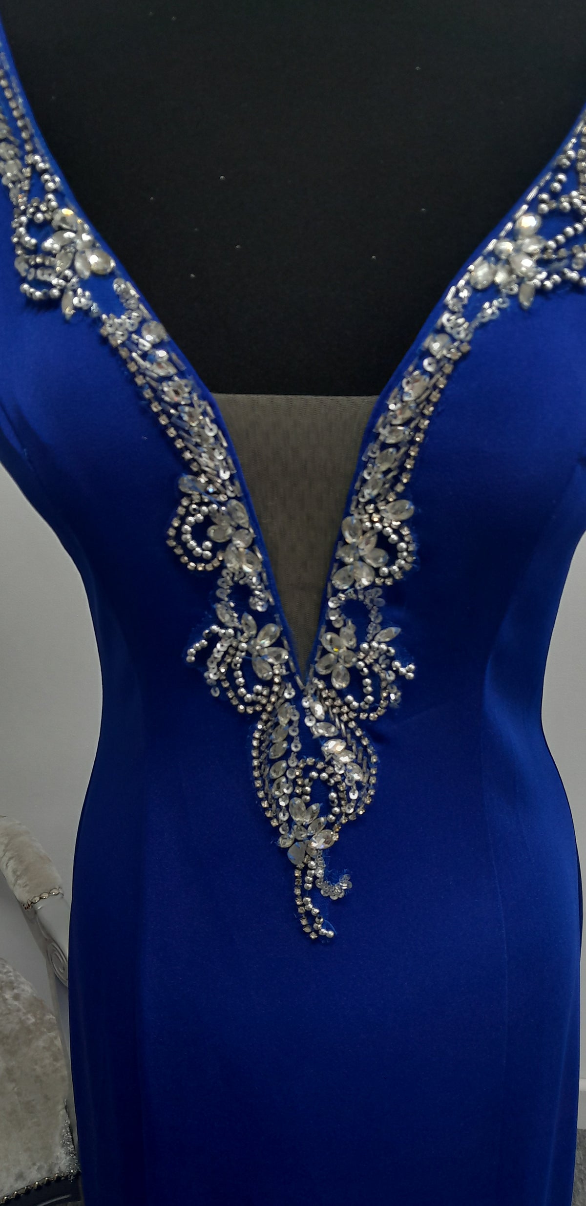Stunning Royal Blue Embellished Evening & Prom Dress – Size UK 6 (May Fit UK 8)