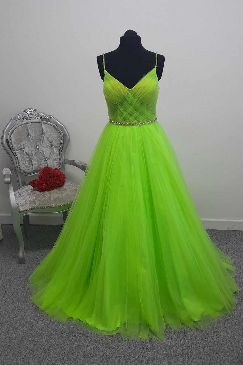 Vibrant Neon Green Tulle Evening & Prom Dress – Size 10 (Fits Like Size 8)
