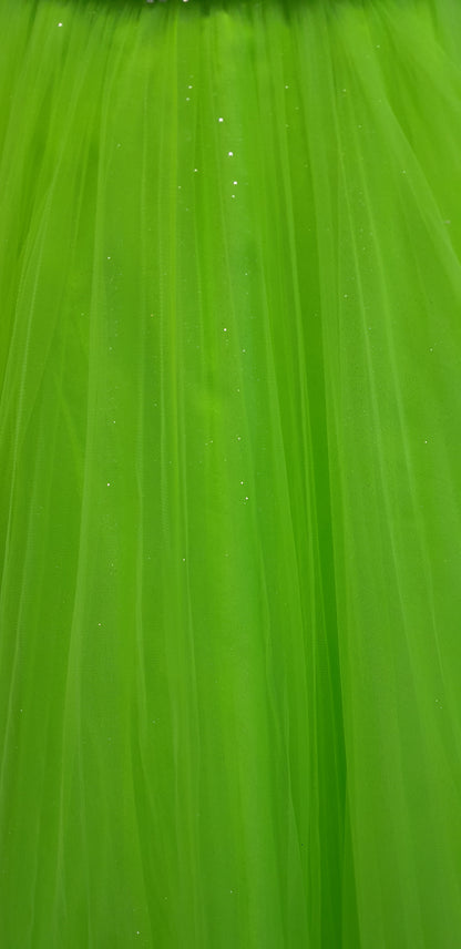 Vibrant Neon Green Tulle Evening & Prom Dress – Size 10 (Fits Like Size 8)