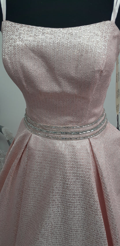 Stunning Blush Pink Shimmer Evening & Prom Dress – Size S