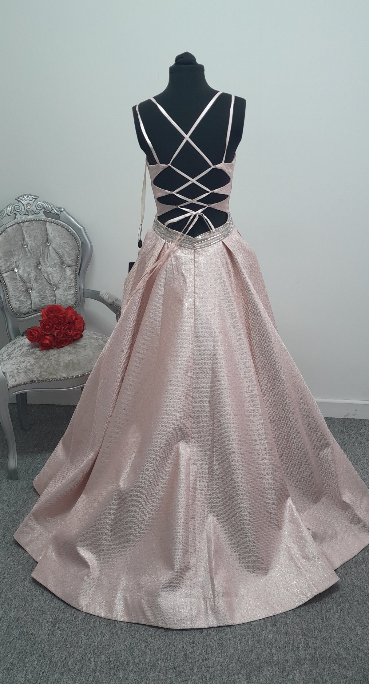Stunning Blush Pink Shimmer Evening & Prom Dress – Size S