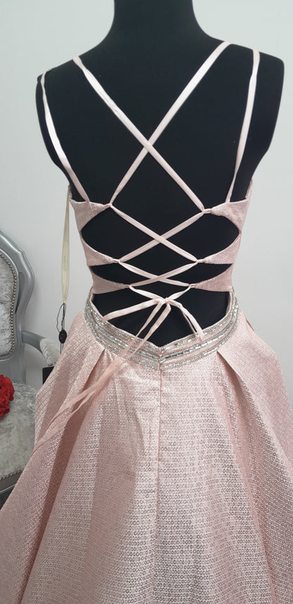 Stunning Blush Pink Shimmer Evening & Prom Dress – Size S