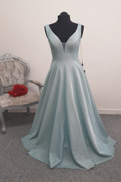 Stunning Ice Blue Metallic Evening & Prom Dress – Size XS