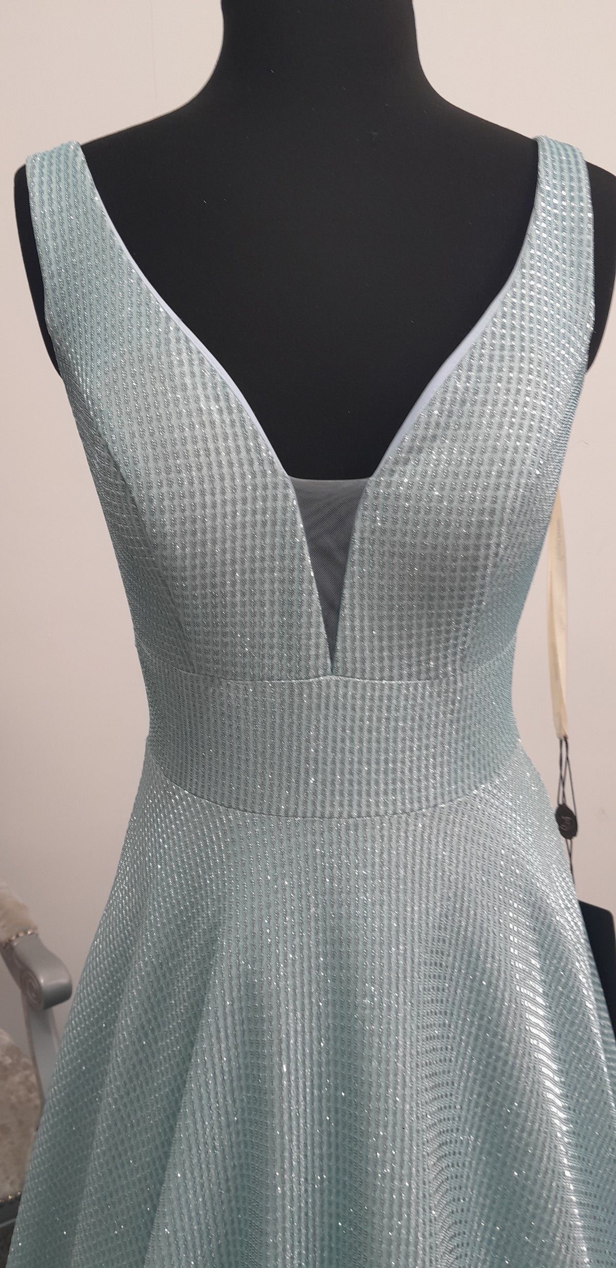 Stunning Ice Blue Metallic Evening & Prom Dress – Size XS