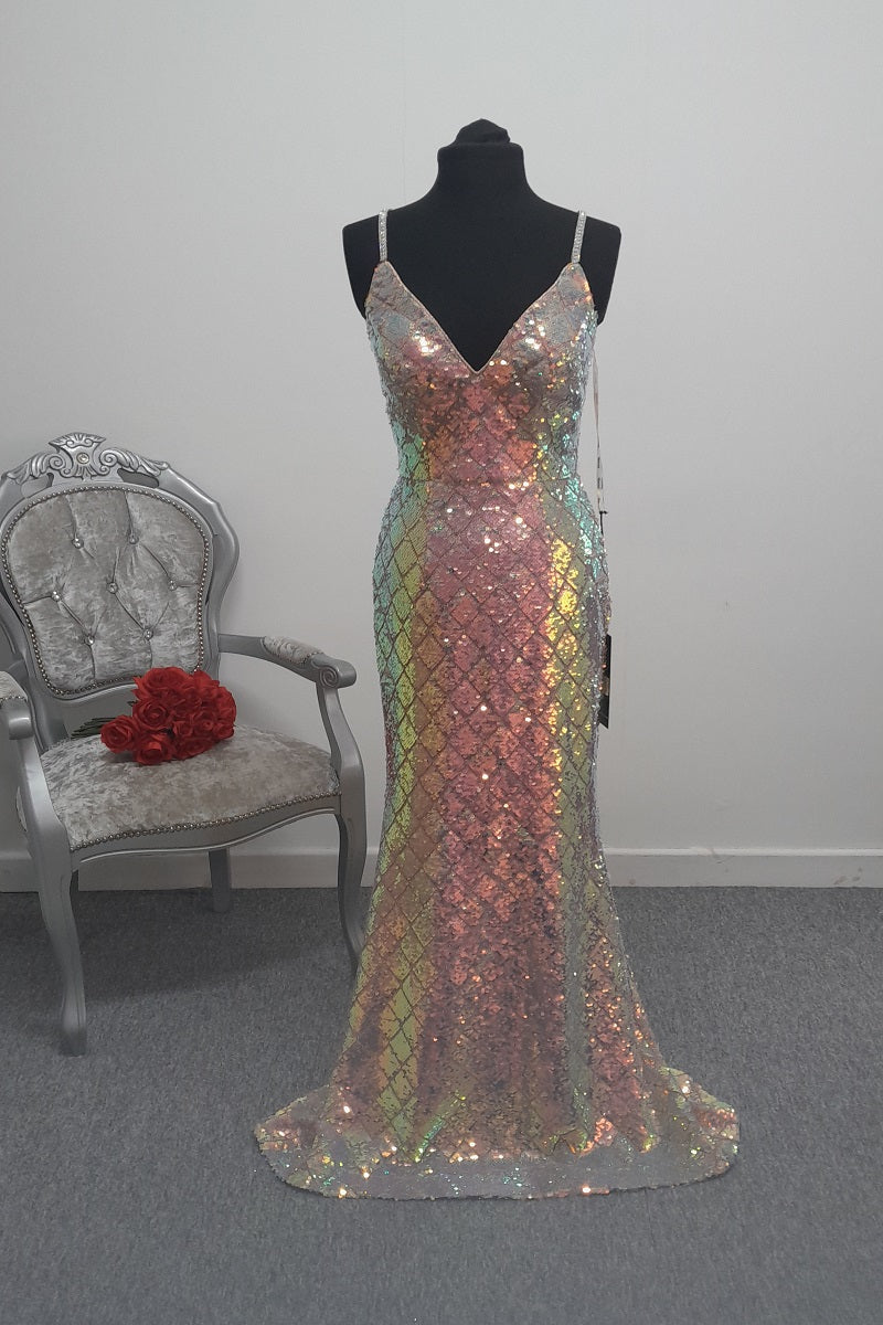 Stunning Iridescent Sequin Evening & Prom Dress UK 6 or 10