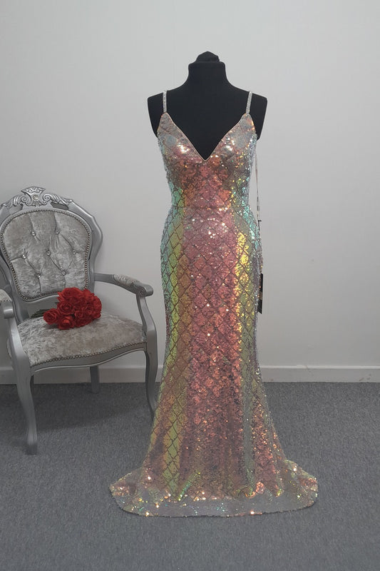 Stunning Iridescent Sequin Evening & Prom Dress UK 6 or 10